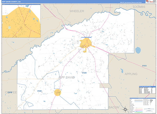 Jeff Davis County, GA Zip Code Map